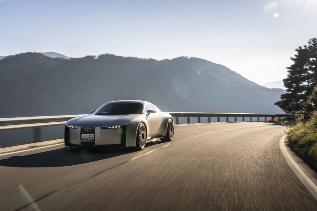 Audi Concept C: previewing a thrilling all-electric sports car - Audi Concept C - outdoor dynamic photo, exterior, three-quarter front view