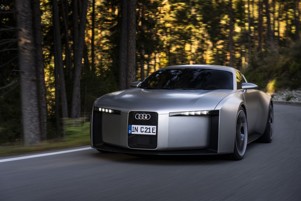 Audi Concept C: previewing a thrilling all-electric sports car - Audi Concept C - outdoor dynamic photo, exterior, three-quarter front view